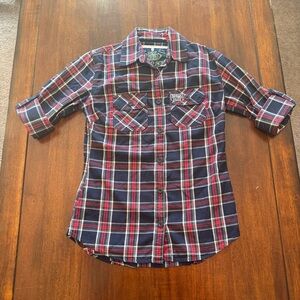 Superdry Navy and Red Plaid Shirt